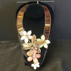 Chunky Acrylic/Lucite Floral Earthtone Necklace